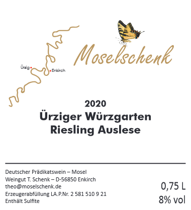 2020 Ürziger Würzgarten Riesling Auslese edelsüß, Prädikatswein, Mosel